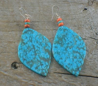 Turquoise Jewelry Native American Slab Earrings Turquoise